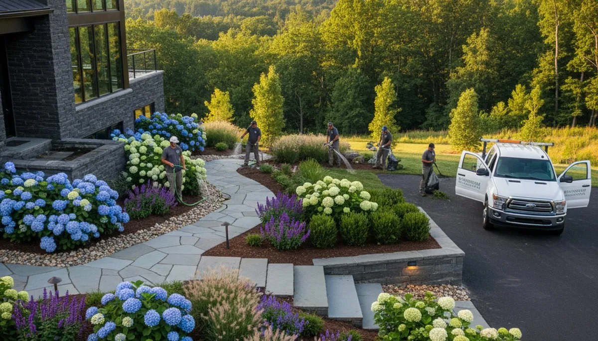 Landscaping crew serving Easton, PA with professional lawn and garden maintenance services
