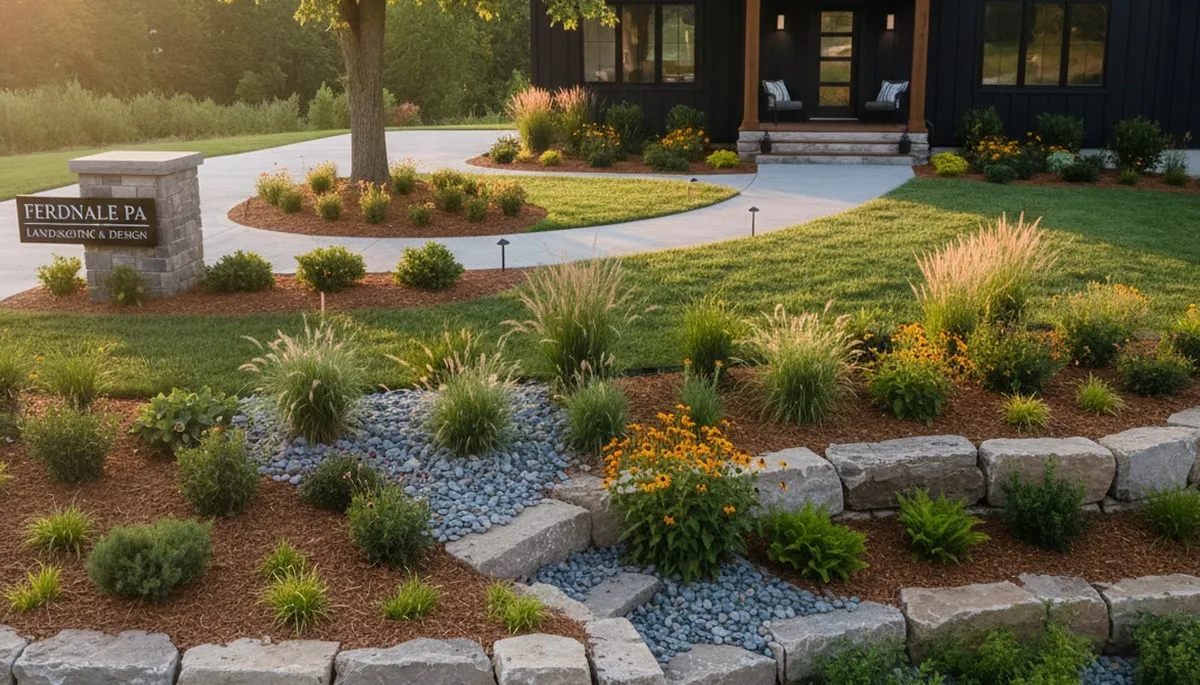 Landscaping team serving Easton, PA on a commercial property with professional outdoor maintenance services
