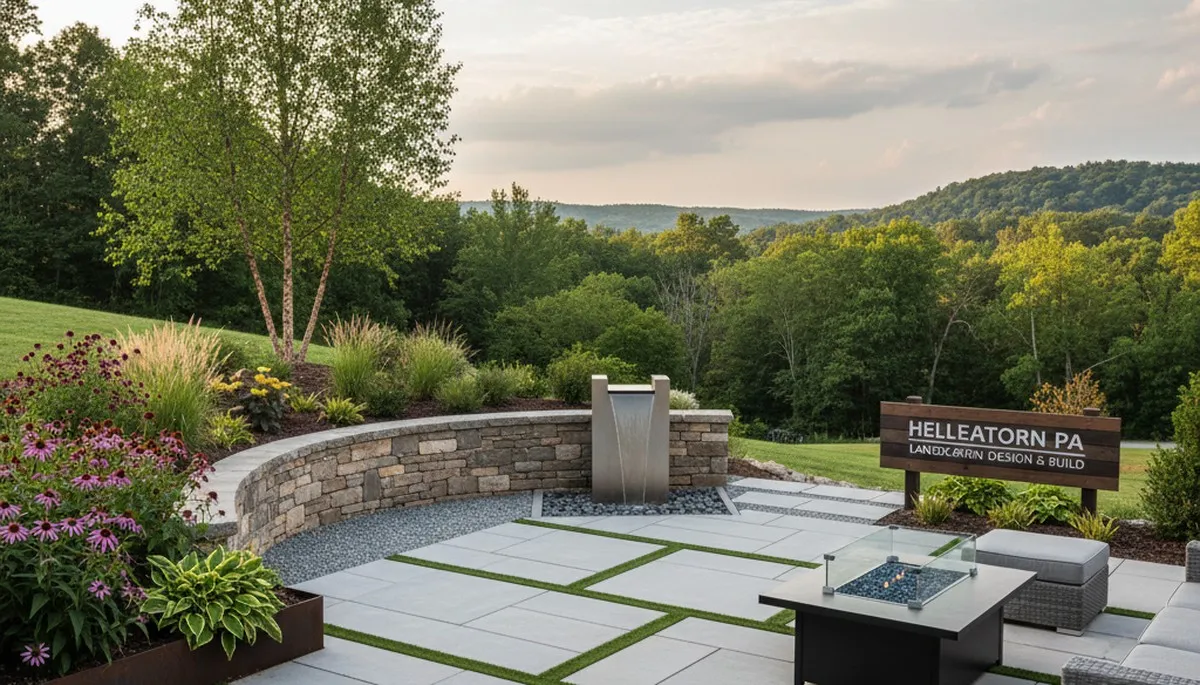Landscaping crew serving Easton, PA on a residential lawn maintenance project