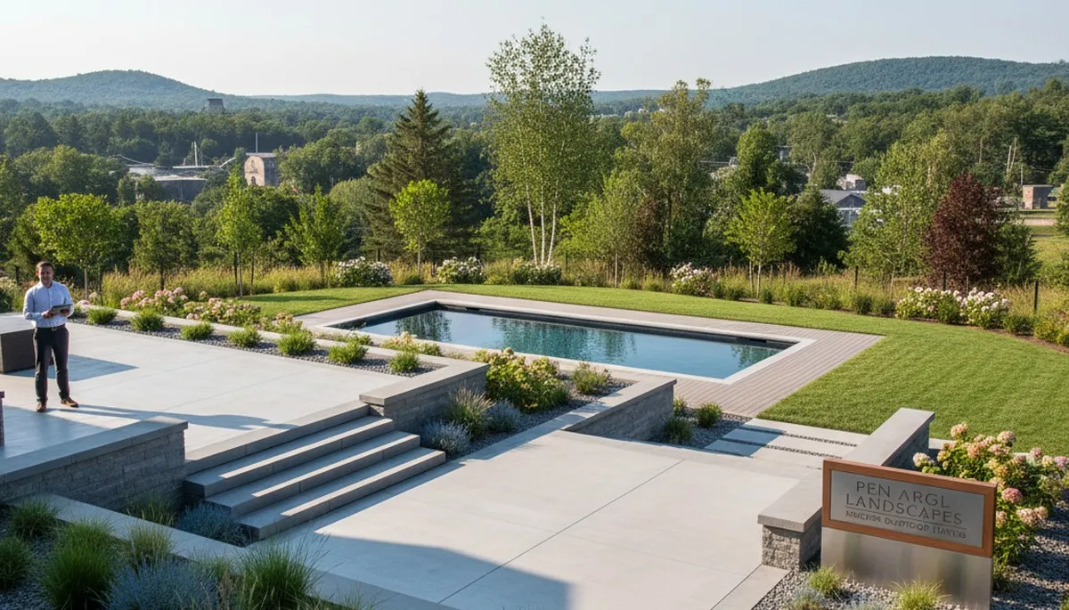 Landscaping crew providing lawn care and outdoor maintenance in Easton, PA