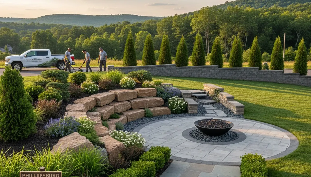 Landscaping crew providing professional yard maintenance in Easton, PA