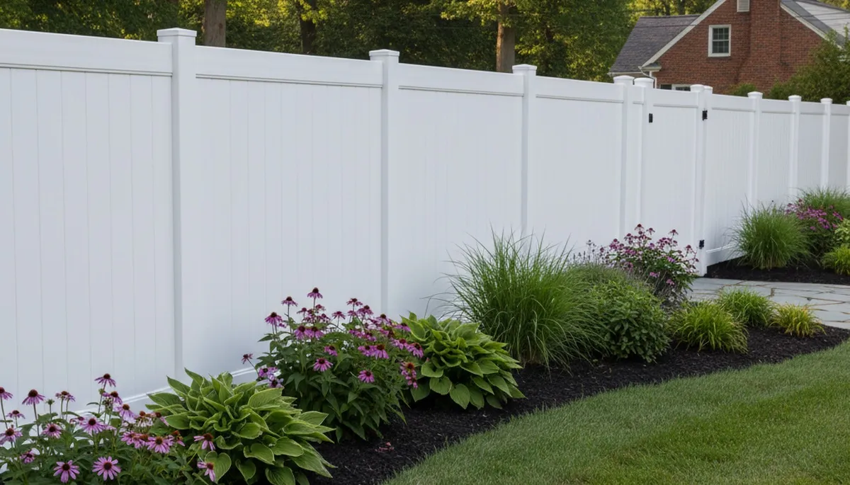 White wooden privacy fence installation by Chop Chop Landscaping in Easton, PA showcasing expert craftsmanship